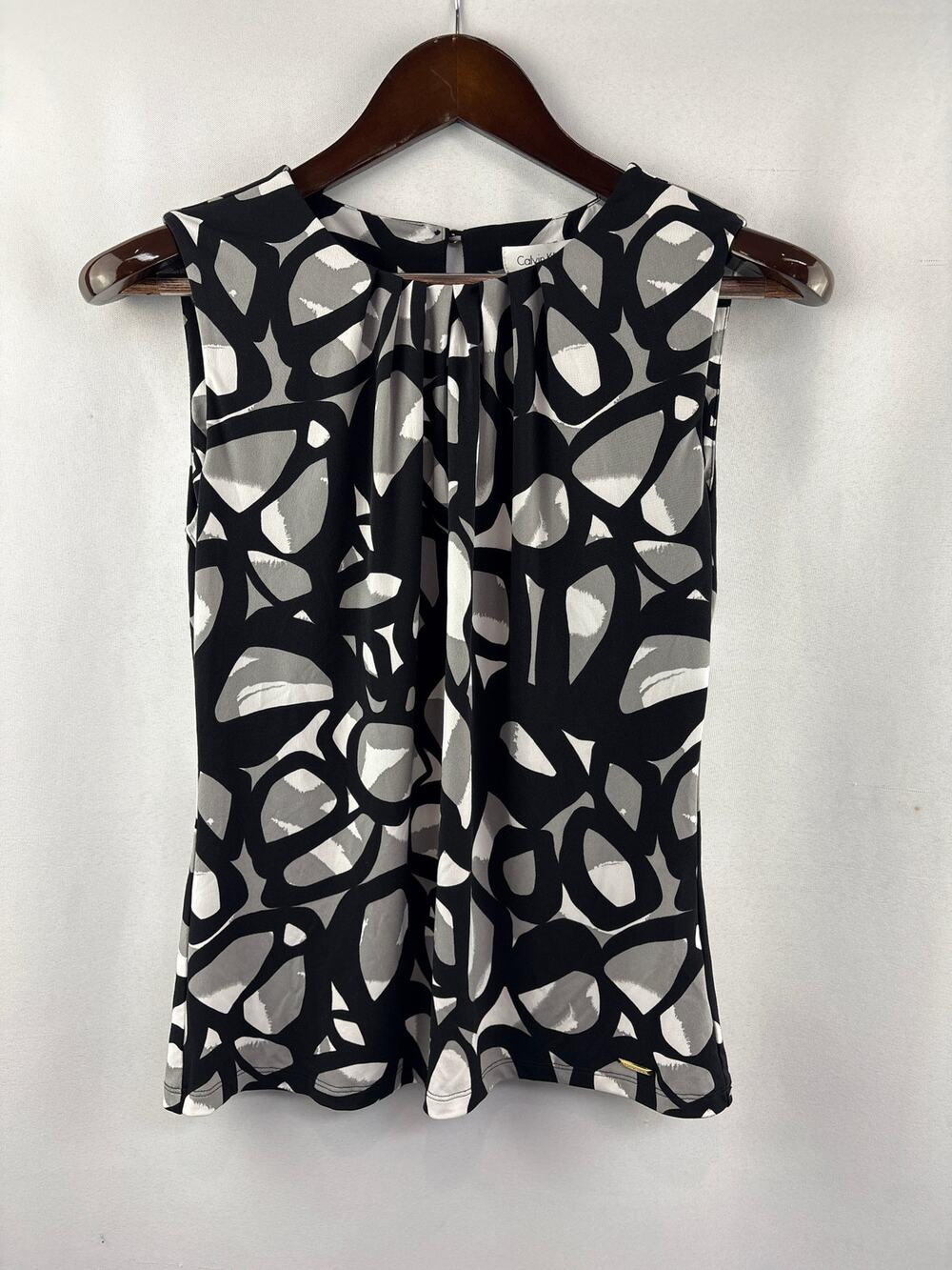 Women’s Calvin Klein Small Black, Gray, White Sleeveless Blouse